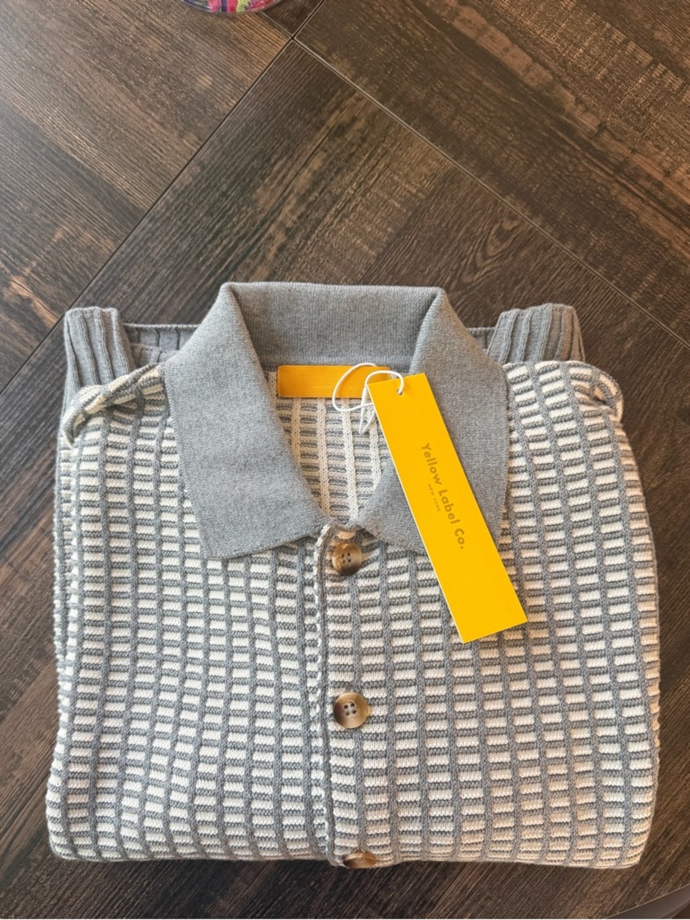 NWT Yellow Label Co. Checkers Cardigan - Heather Grey
